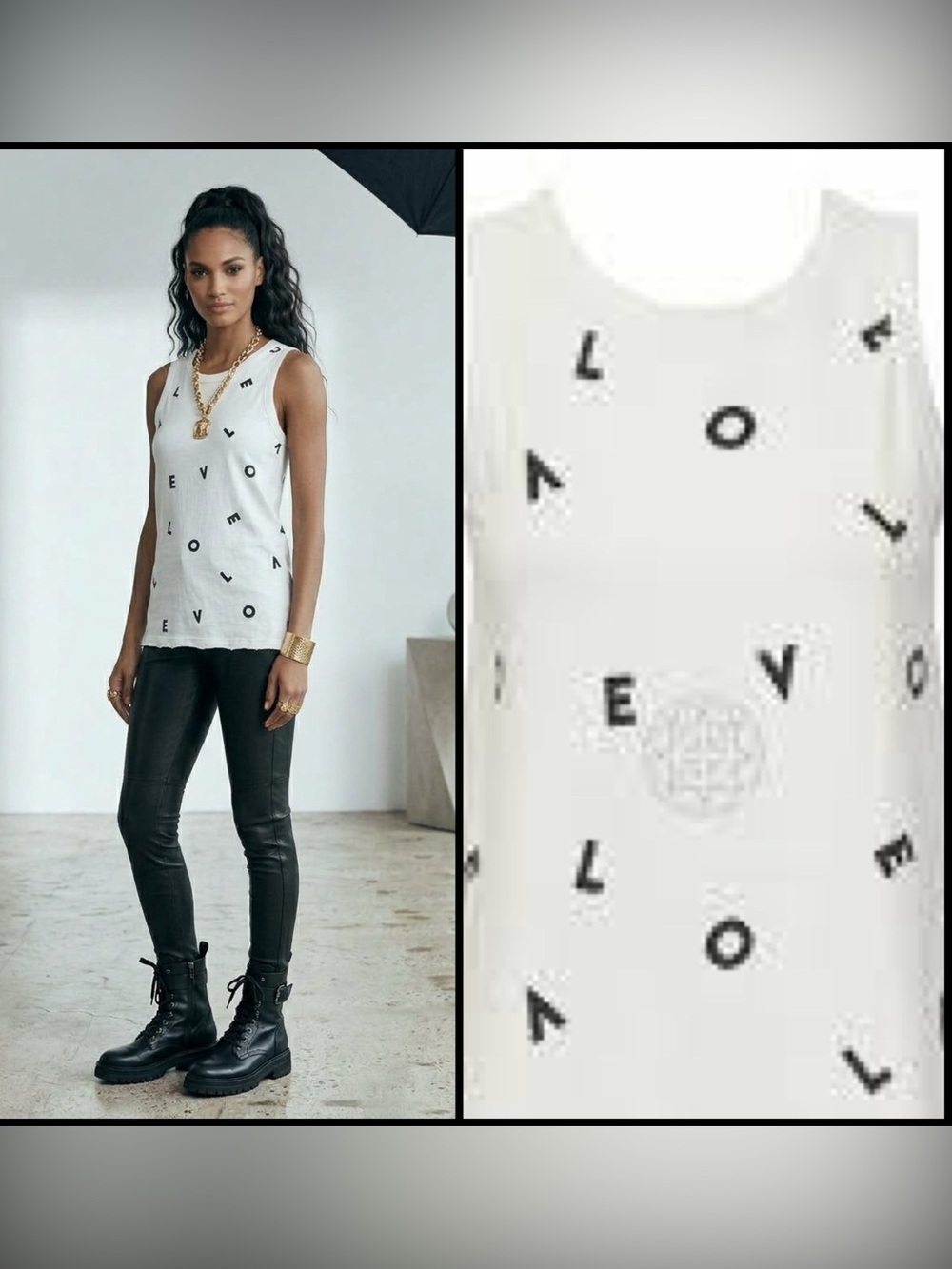 Current/Elliott The Muscle Tank Scattered Alphabet LOVE Graphic Print Top 2/M